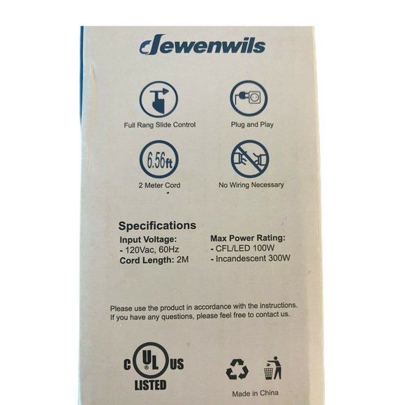 Plug-In Lamp & Light Dimmer Switch - 6.56 ft Cord Model #HPID01W - White - Picture 5 of 5